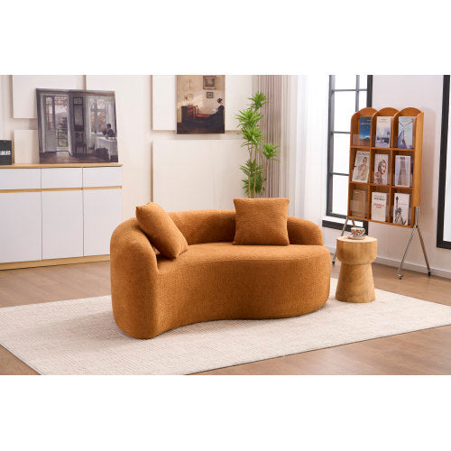 US Local LY 042 S Curved Chenille Sectional Sofa Dual-Depth 21.3x 26.8, Beige, No Assembly, Compact For Small Spaces, 400 Lbs, 66.9 L