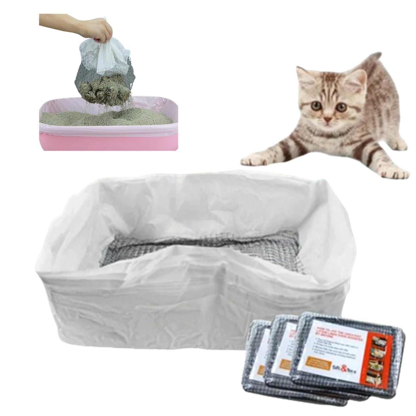 US Local 1 Pack Of 10PCS Cat Litter Filter Bags, Cat Litter Filter Bags, Reusable, Washable, Mesh Quick Sift Cat Litter, Not Dirty, EASY To Clea