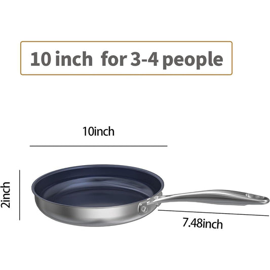 US Local Titanium Alloy Stainless Steel 10-inch PFAS-Free PFOA-Free Non-Stick Pan Dishwasher-Safe Oven-Safe Suitable For All Stovetop Cookware