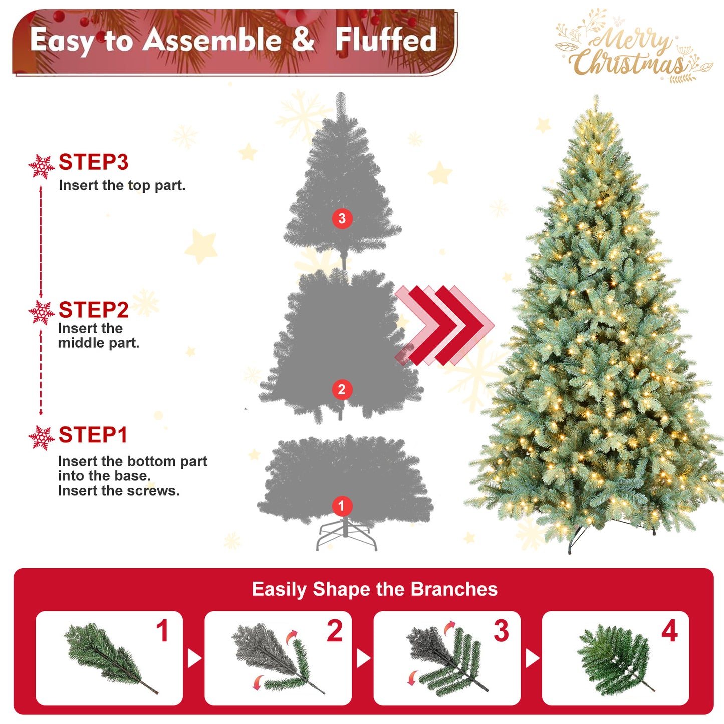 US Local PE, PVC Christmas Tree, Christmas Decorations, With Lights