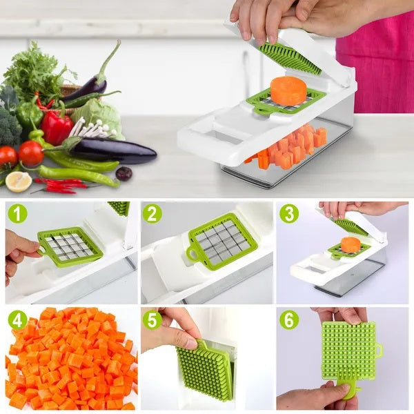 US Local 12 In 1 Vegetable Chopper With Container Kitchen Food Slicer Dicer Grater