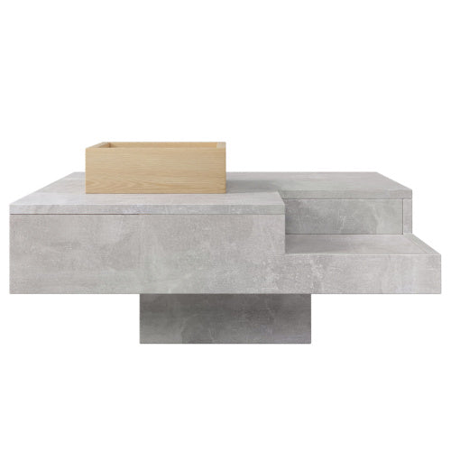 UK Local Coffee Table, Living Room Table, Side Table With Removable Storage Box, Concrete Gray And Wood Color, 72x72x30 Cm