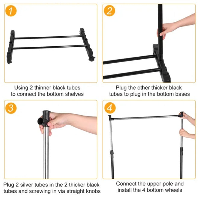 US Local Adjustable And Foldable Clothes Hanger With Wheels