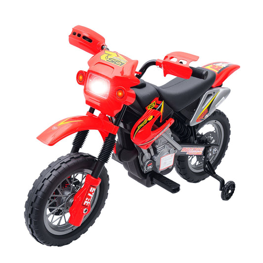 US Local Kids 6V Electric Ride-On Motorcycle With Training Wheels, Battery-Powered, Red