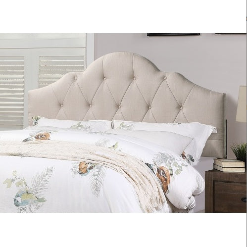 USA Local Contemporary 1pc Queen Size Bed Adjustable HB Light Brown Polyfiber Tufted Upholstered Wooden Bedframe Bedroom Furniture