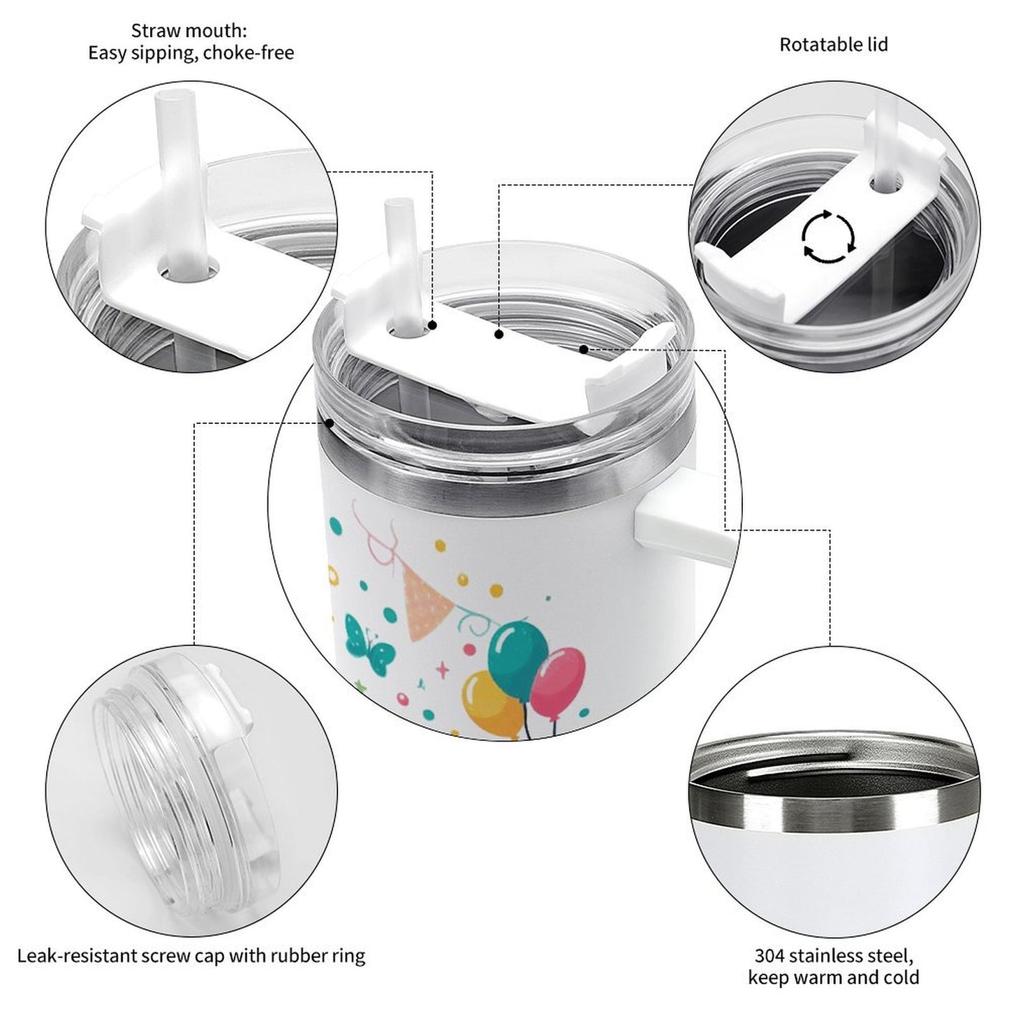 PHDT00485 POD US Local Tumbler 40oz Large Capacity Car Cup Dolphin, Birthday