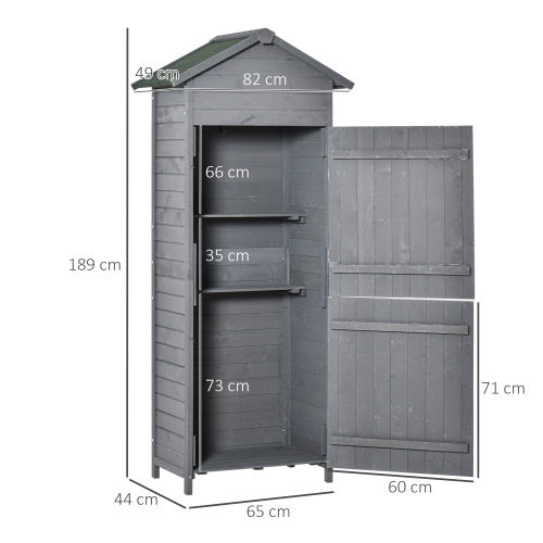 UK Local Outsunny Wooden Garden Storage Shed Utility Gardener Cabinet W 3 Shelves, Tilted-felt Roof And Two Lockable Doors, 79cm X 49cm X 191.5cm, Dark Grey