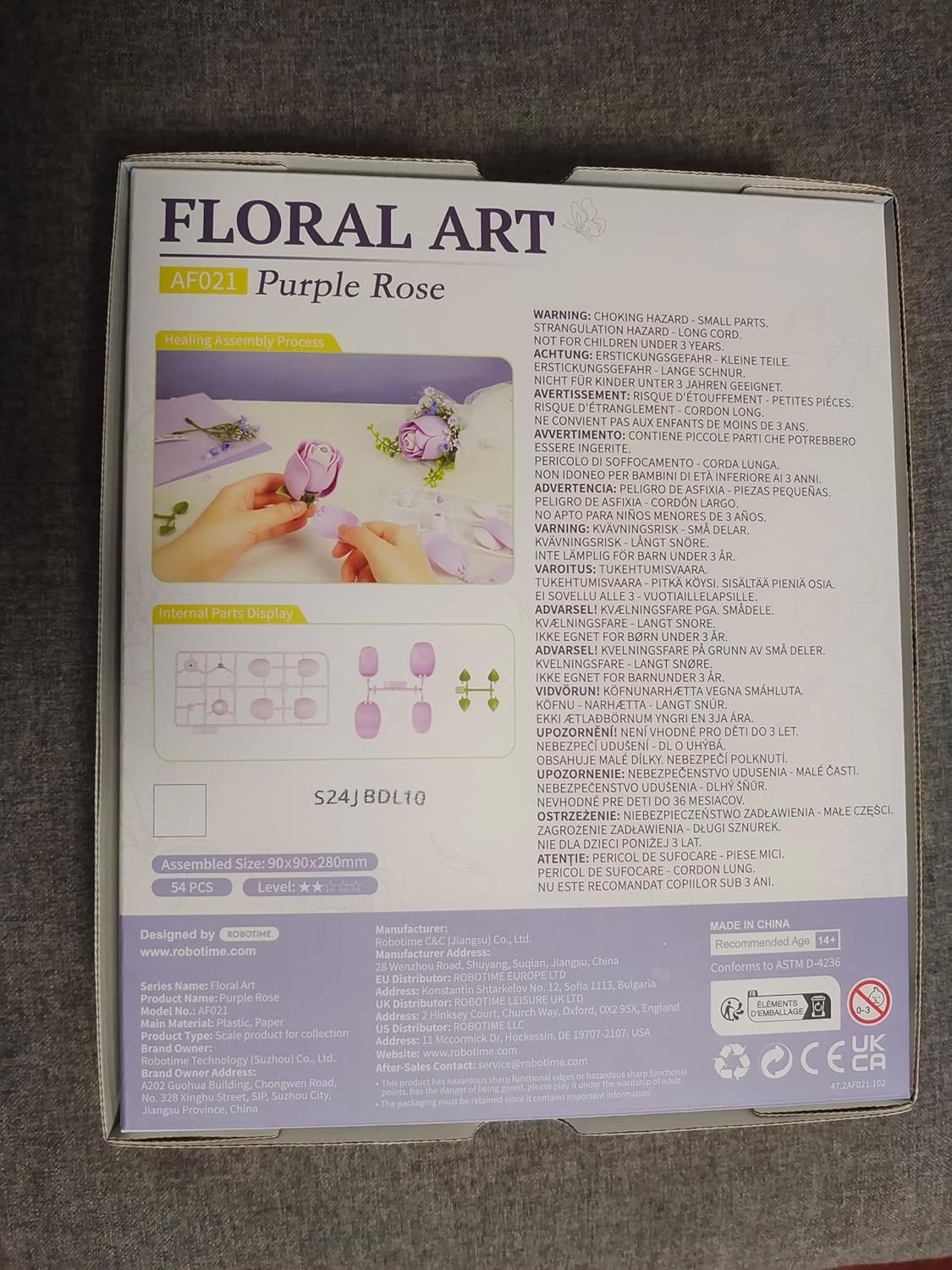 US Local ROBOTIME Flower 3D Puzzle Model Kits Puzzles For Adults To Build Artificial Flowers For Home Bedroom Living Room Decor, Gifts For Women Valentine, Purple Rose