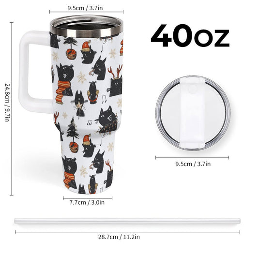 PHDT00331 POD US Local Tumbler 40 oz Large Capacity Car Cup Christmas, Black Cat