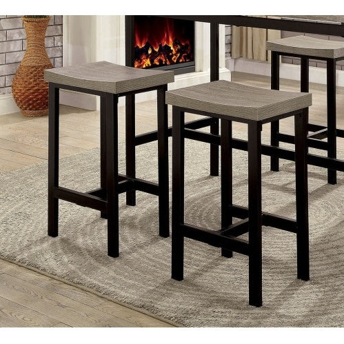 USA Local 5 Pc Counter Height Table Set Two Tone Design Black Gray Dining Chairs Sturdy Metal Construction PVC Plastic Top Dining Room Furniture