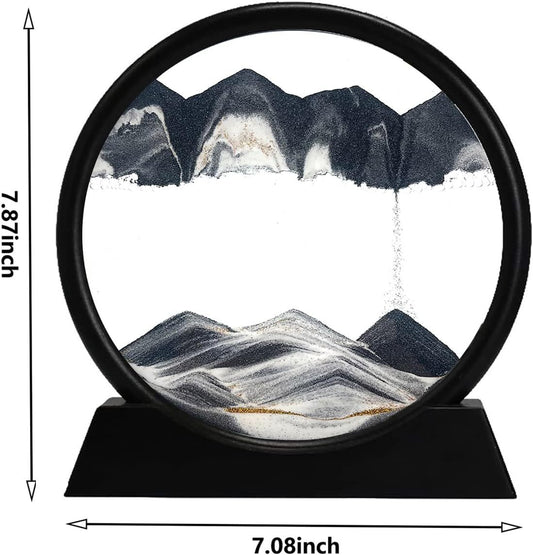 US Local 3D Dynamic Sand Art Liquid Motion, Moving Sand Art Picture Round Glass 3D Deep Sea Sandscape In Motion Display Flowing Sand Painting Relaxing Desk Toys
