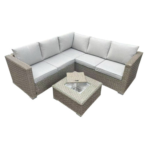 UK Local Patio Furniture Set, Waterproof Outdoor Furniture With Coffee Table,3 Seater For Porch Balcony, Brown