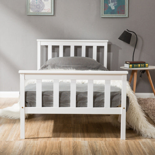 UK Local Single Bed White 3ft Solid Pine Wooden Bed Frame For Adults, Kids 190 X 90 Cm 3FT