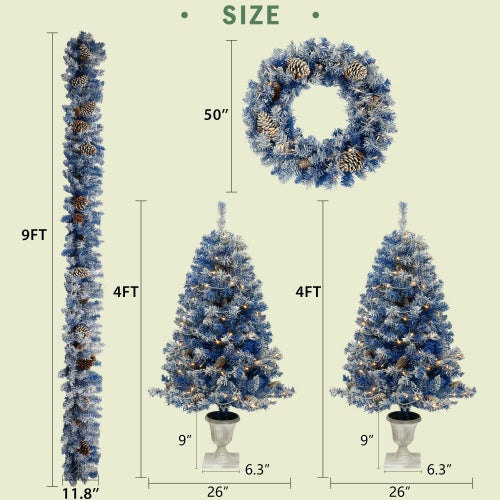 US Local Pre-lit Christmas Tree Artificial Christmas 4-piece Set