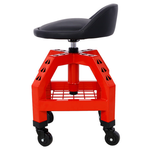 US Local Pneumatic 360 Degree Swivel Stool, Mechanics Rolling Creeper Seat, Heavy Duty Rolling Mechanics Stool, Shop Stool With Casters Red