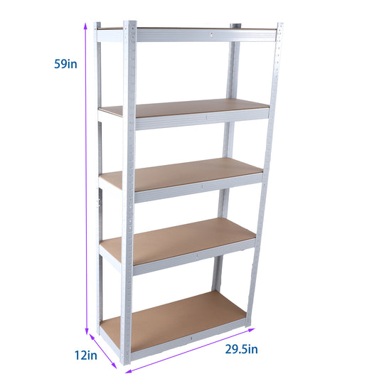 US Local 5 Layers Laminated White Metal Shelving Unit Adjustable Garage Storage Utility Rack Heavy Duty Shelf