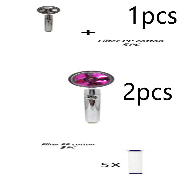 US Local Propeller Driven Shower Head With Stop Button And Cotton Filter Turbocharged High Pressure Handheld Shower Nozzle