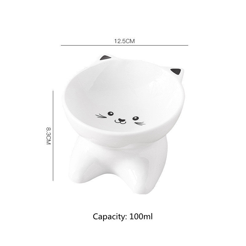 USA Local Ceramic Small Cat Face Shape Pet Food Bowl Cat Bowl Dog Bowl Universal And Easy To Clean