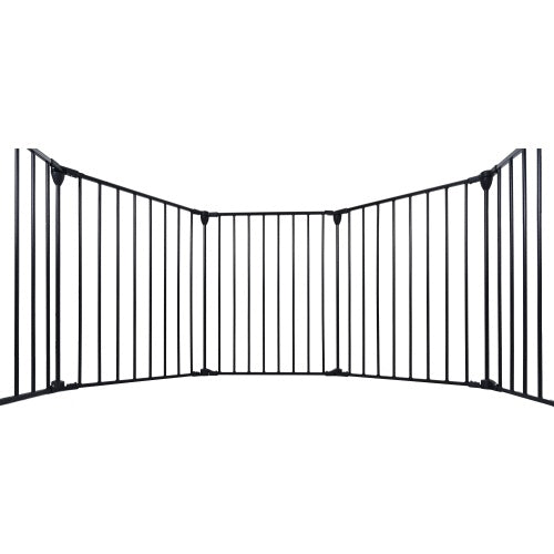 US Local 150 Adjustable Safety Gate 6 Panels Play Yard Metal Doorways Fireplace Fence Christmas Tree Fence Gate For House Stairs Gate Prohibited Area Fence