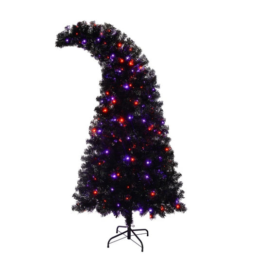US Local 6-foot Artificial Christmas Tree With LED Lights, Pre-lit Curved Artificial Christmas Tree With 900 Tips, Black Christmas Tree