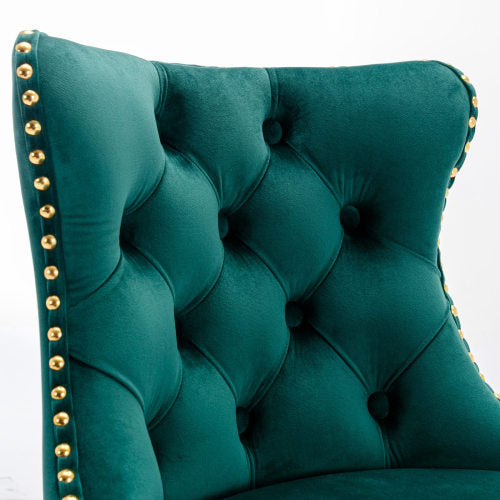 US Local Golden Swivel Velvet Barstools Adjusatble Seat Height From 25-33 Inch Green,Set Of 2