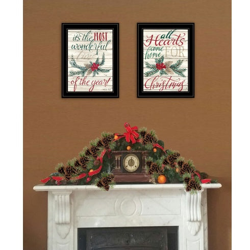 US Local All Hearts Come Home For Christmas2-Piece Vignette By Artisan Cindy Jacobs, Ready To Hang Framed