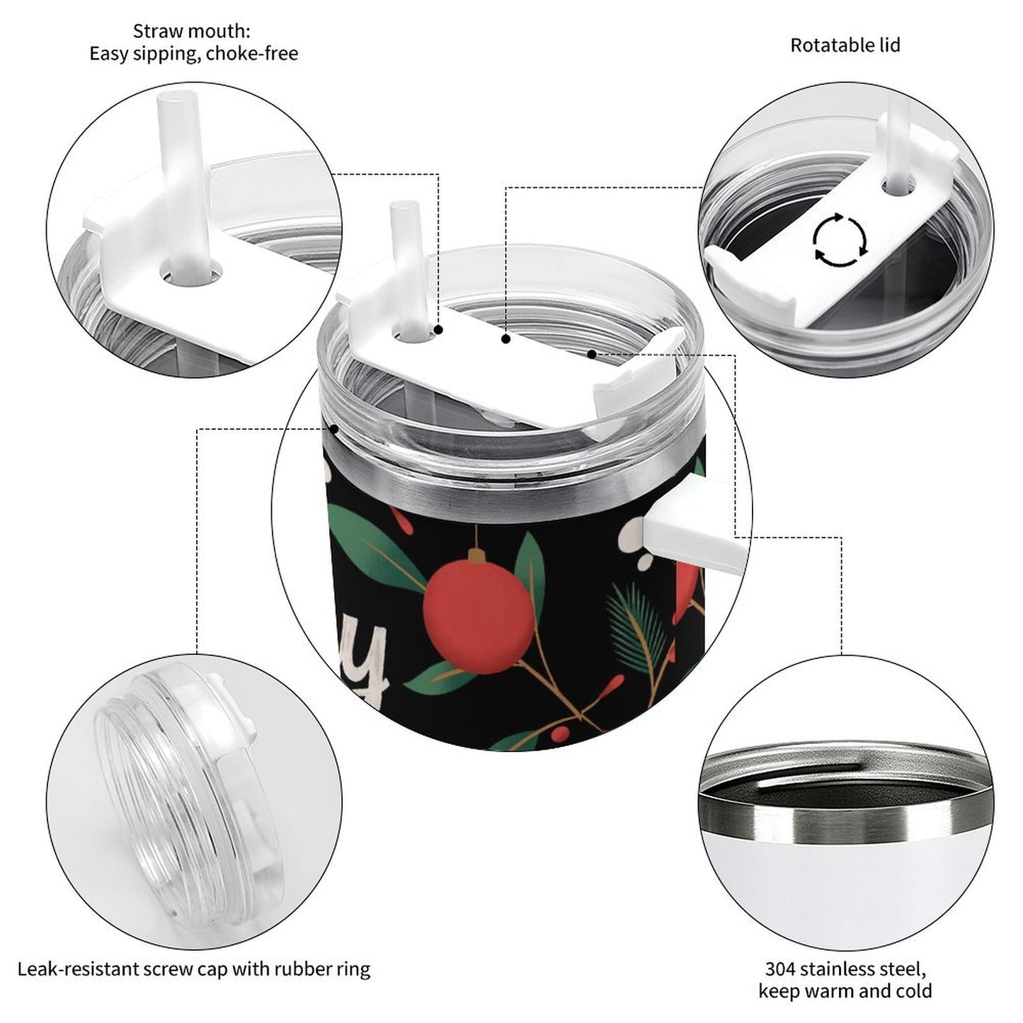 PHDT00172 POD US Local Tumbler 40 oz Large Capacity Car Cup Christmas