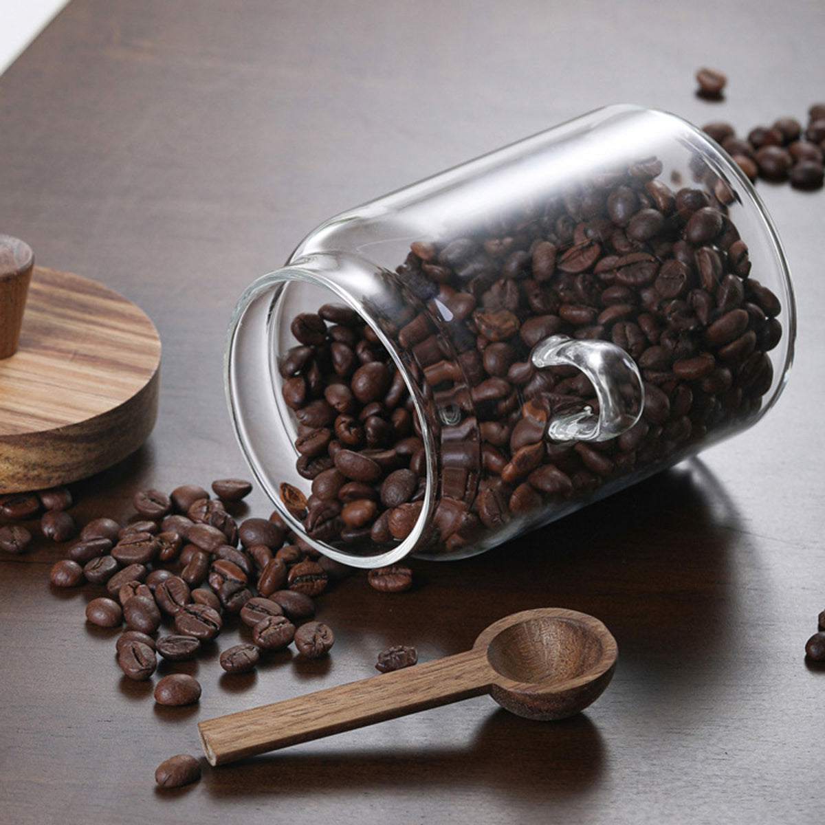 3Pcs Glass Coffee Jars With Spoons,Candy Jars,Biscuit Jars,Storage Jars,Tea Jars