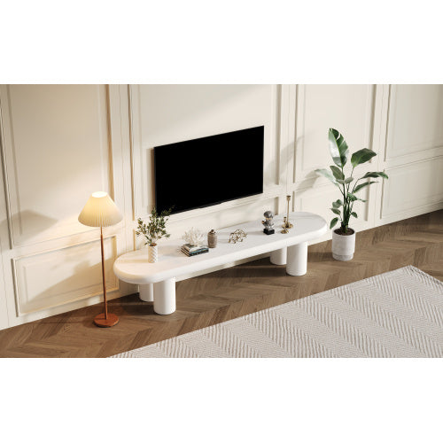 UK Local White Painted TV Stand Cabinet For TV Up To 70 Inch, TV Unit TV Console Table, Wooden Entertainment Center For Living Room, Dining Room, Bedroom