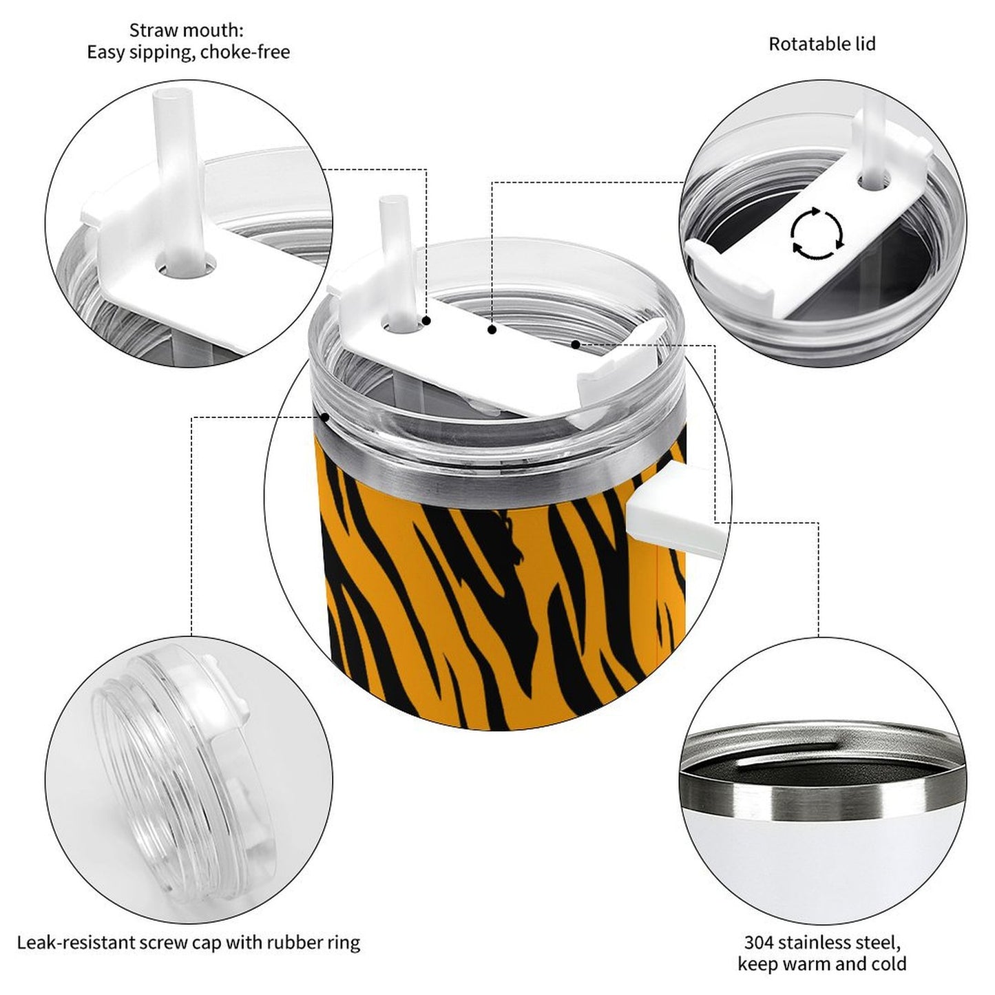 PHDT00183 POD US Local Tumbler 40 oz Large Capacity Car Cup Tiger