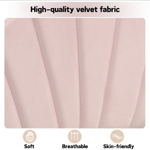 UK Local Velvet Upholstered Bed,King Size Bed-5ft 150x200cm Shell-like Bed With Golden Iron Legs, Height-adjustable Headboard, Wooden Slatted Frame