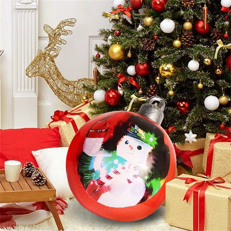 US Local Christmas Ornament Ball Outdoor Pvc 60CM Inflatable Decorated Ball PVC Giant Big Large Balls Xmas Tree Decorations Toy Ball