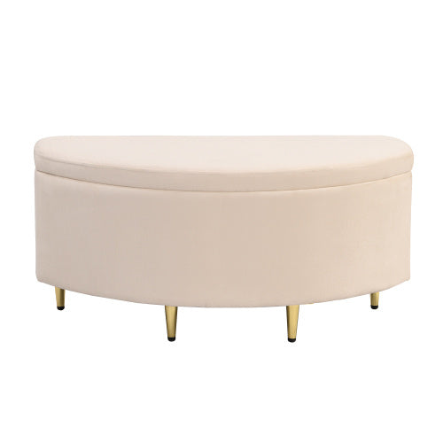 UK Local Velvet Upholstered Bed,Single Bed-3ft 90x190cm, Shell-like Bed With Golden Iron Legs, Wooden Slatted Frame, Upholstered Bench With Storage Space 90x40x42cm