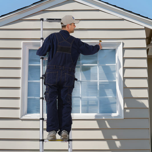 US Local VEVOR Telescoping Extension Ladder 8.5FT One-button Retraction 375 LBS Capacity