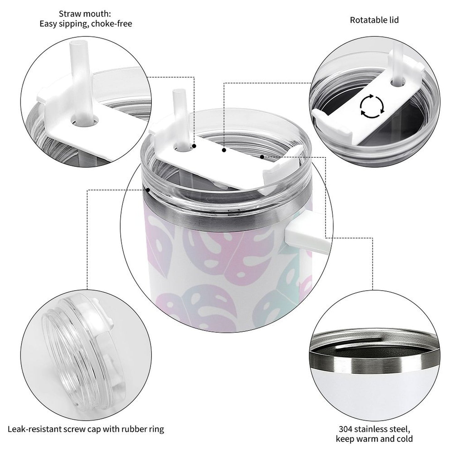 PHDT00069 POD US Local Tumbler 40 oz Large Capacity Car Cup Leaf, Gradient