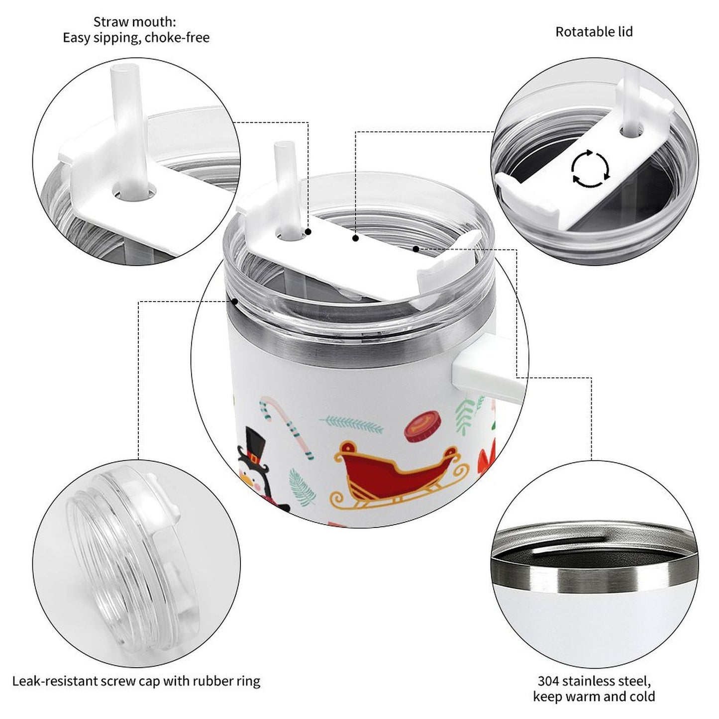 PHDT00339 POD US Local Tumbler 40 oz Large Capacity Car Cup Christmas, Santa Claus