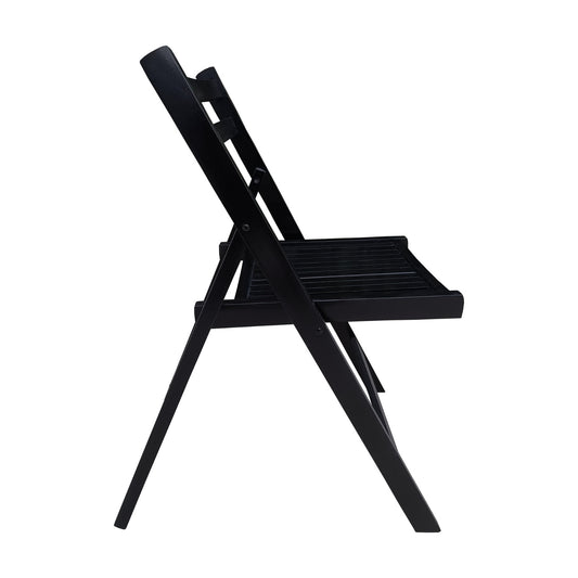 US Local Black Slatted Wood Folding Chair, Set Of 4 - Foldable Event Style