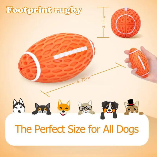 US Local Dog Rubber Chew-resistant Interactive Squeaky Football Toy