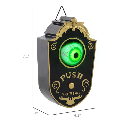 HOMCOM 7.1 Halloween Decoration, Animatronic Doorbell With Simulation Light-up Eyeball, Sound And Motion Activated Animated Prop W Piercing Doorbell Sound