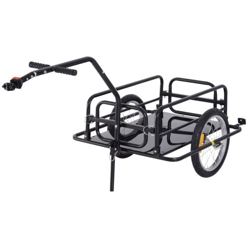 US Local Aosom Bike Cargo Trailer, Bicycle Trailer, Heavy-Duty Bike Wagon Cart, Foldable Compact Storage, With Universal Hitch, 16 Wheels, 88 Lbs. Capacity, Black