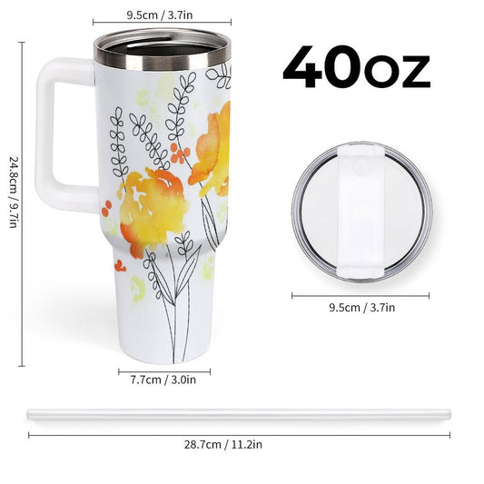 POD US Local Tumbler 40 oz Large Capacity Car Cup Flower