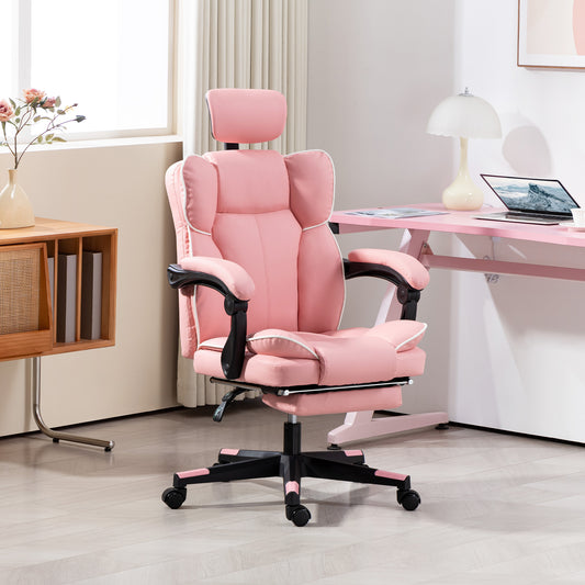 US Local PU Leather Office Chair, Executive Desk Chair With Headrest, Foot Rest, Swivel Wheels, Reclining Computer Chair
