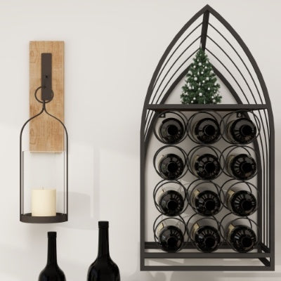 US Local Sailboat Shaped Wine Cabinet Rack, 2 Piece Display Rack, Freestanding Wine Cabinet With Bottle Storage, Spirits And Wine Home Bar, Kitchen, Dining Room Storage Rack