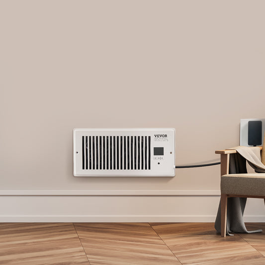 US Local VEVOR Register Booster Fan, Quiet Vent Booster Fan Fits Register Holes, With Remote Control And Thermostat Control, Adjustable Speed For Heating Cooling Smart Vent, White