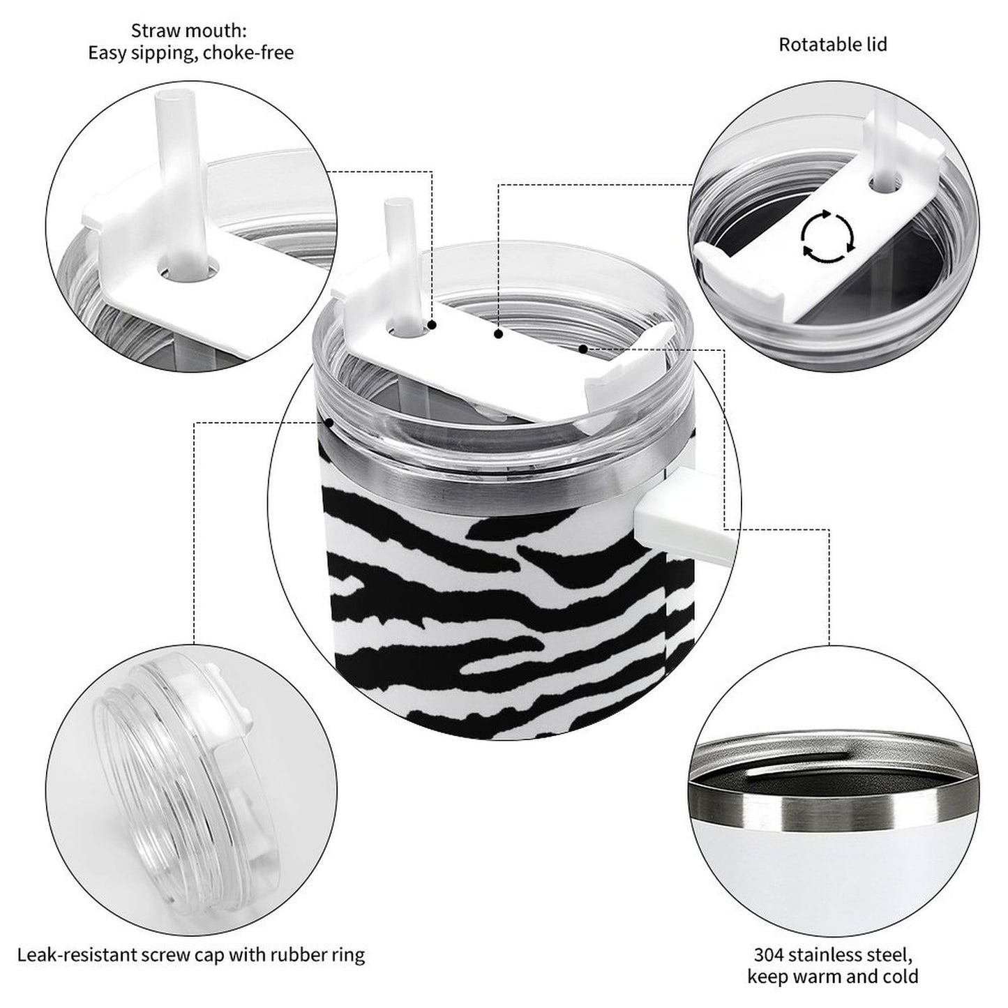 PHDT00129 POD US Local Tumbler 40 oz Large Capacity Car Cup Leopard