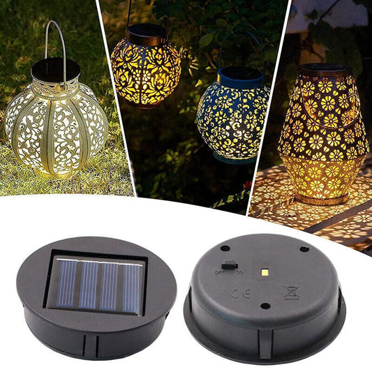 UK Local 2PCS Garden Solar Powered Replacement Round LED Light Box Fit For Lantern Lamp
