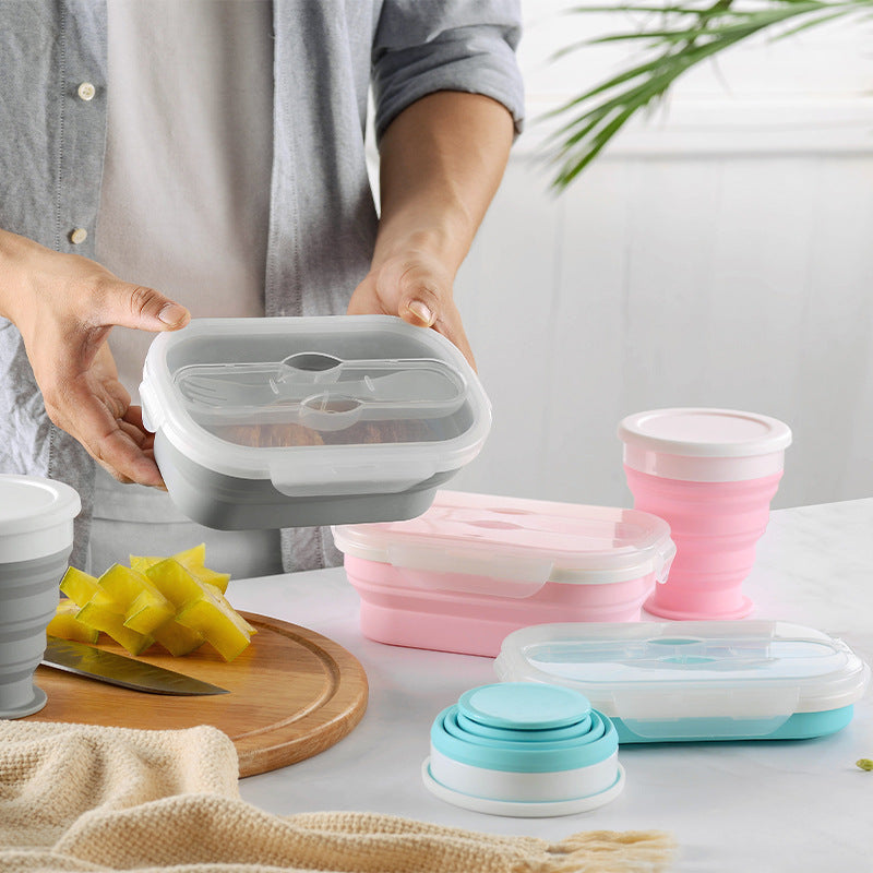 USA Local Portable foldable silicone lunch box