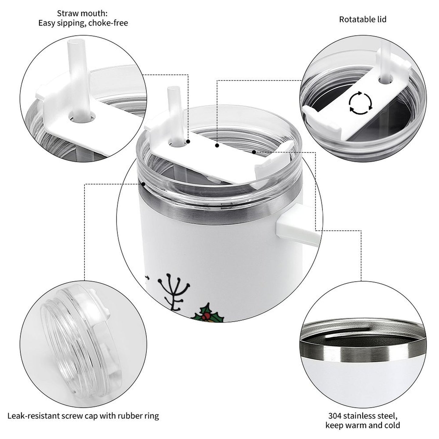 PHDT00273 POD US Local Tumbler 40 oz Large Capacity Car Cup Christmas