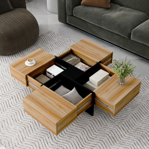USA Local Unique Design Coffee Table With 4 Hidden Storage Compartments