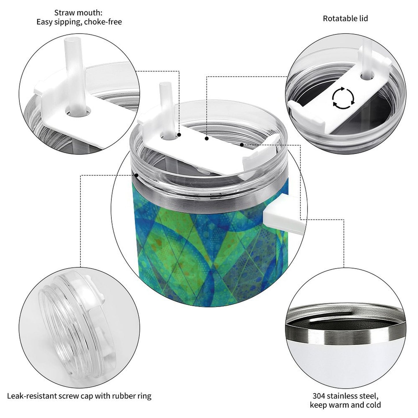 PHDT00235 POD US Local Tumbler 40 oz Large Capacity Car Cup Bubble